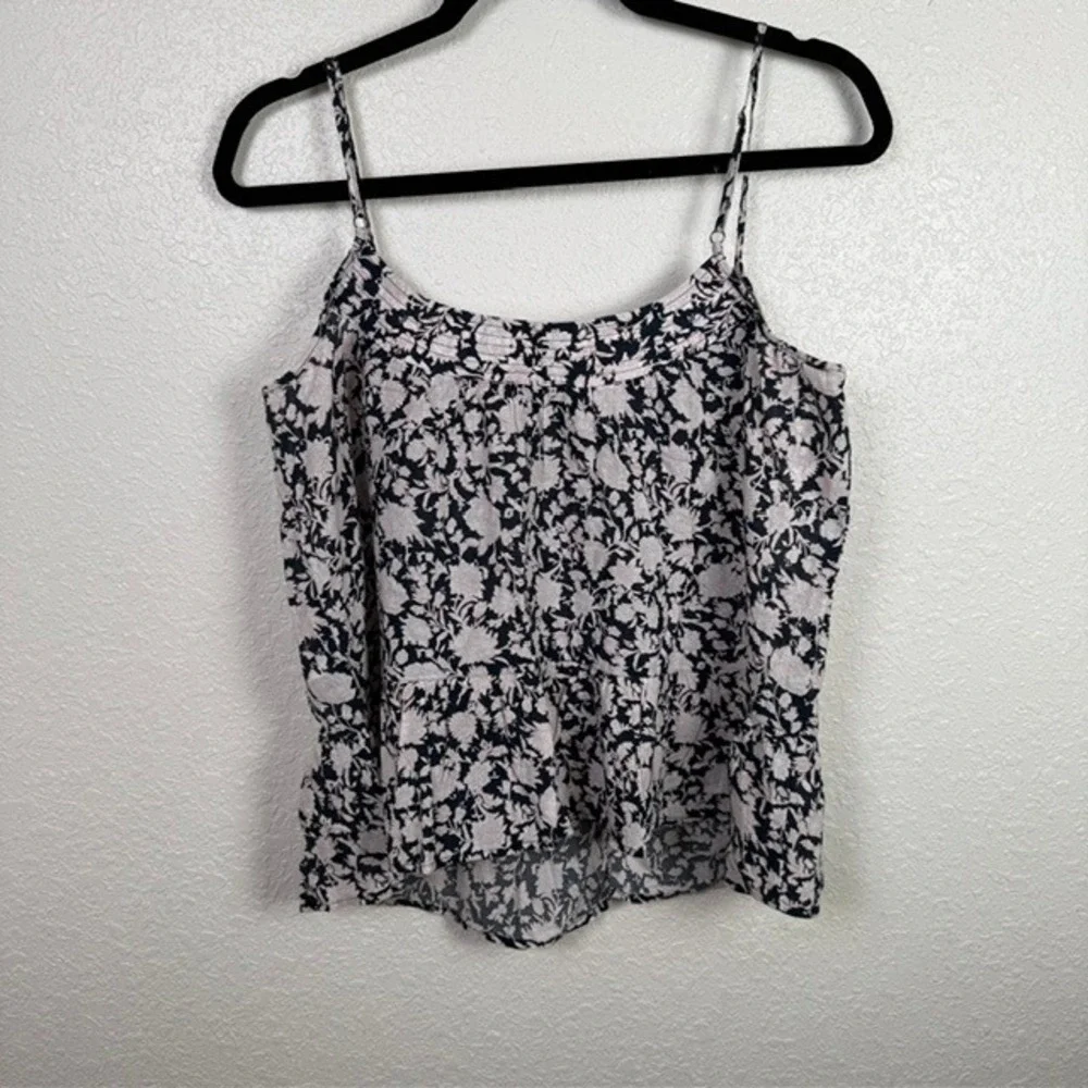 J.Crew Floral Peplum Cami Top Sleeveless Summer Cotton Navy Pink Small